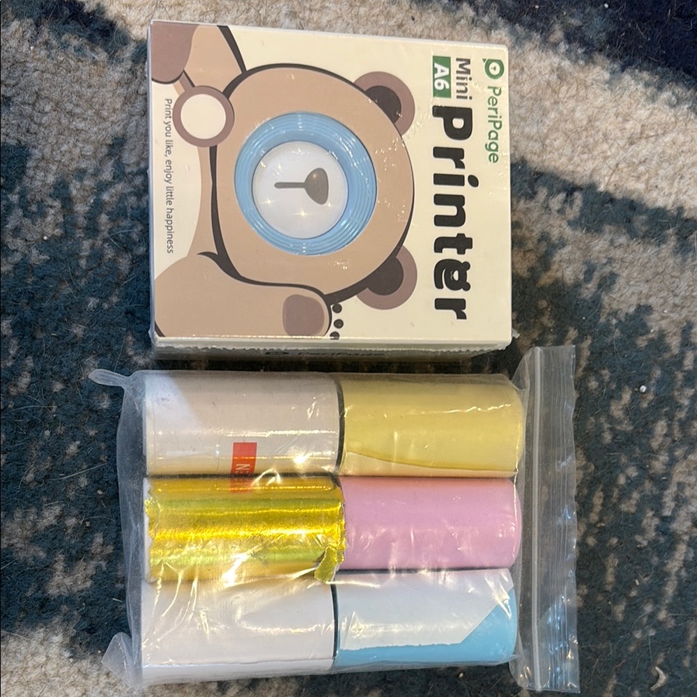 Peripage mini A6 printer with 6 rolls of paper New- never used